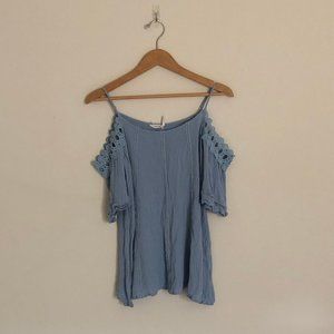 Blu Pepper | Blue Cold Shoulder Top